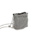 Sac à bandoulière avec petites boules dorées et strass, sac messager pour dîner avec diamants incrustés